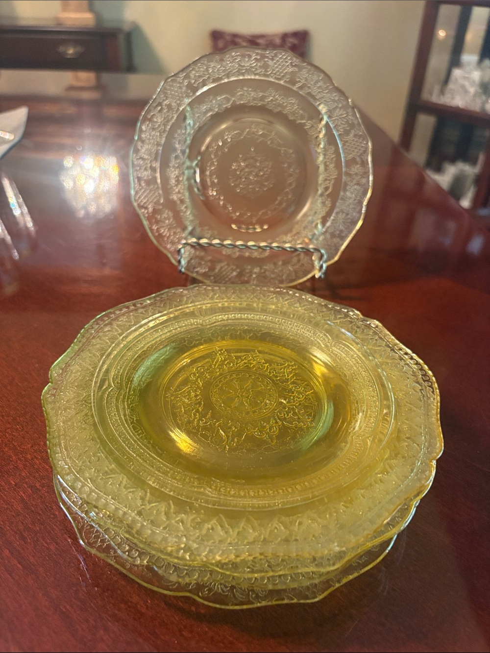 Federal Patrician  Depression etched‎ Amber Salad Plates 6”- Set of 6